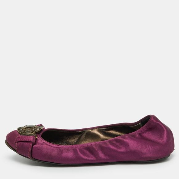 Burberry Purple Satin Buckle Logo Scrunch Ballet Flats Size 37,New Products : American Fashion Style Bags On Sale